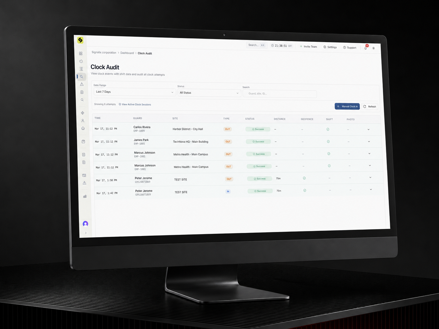 Signalix clock audit and operational reporting